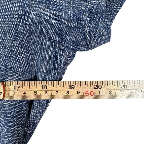 Old Navy Button Down Linen Blend Midi Dress | Blue Short Sleeve Casual | M - Picture 8 of 10